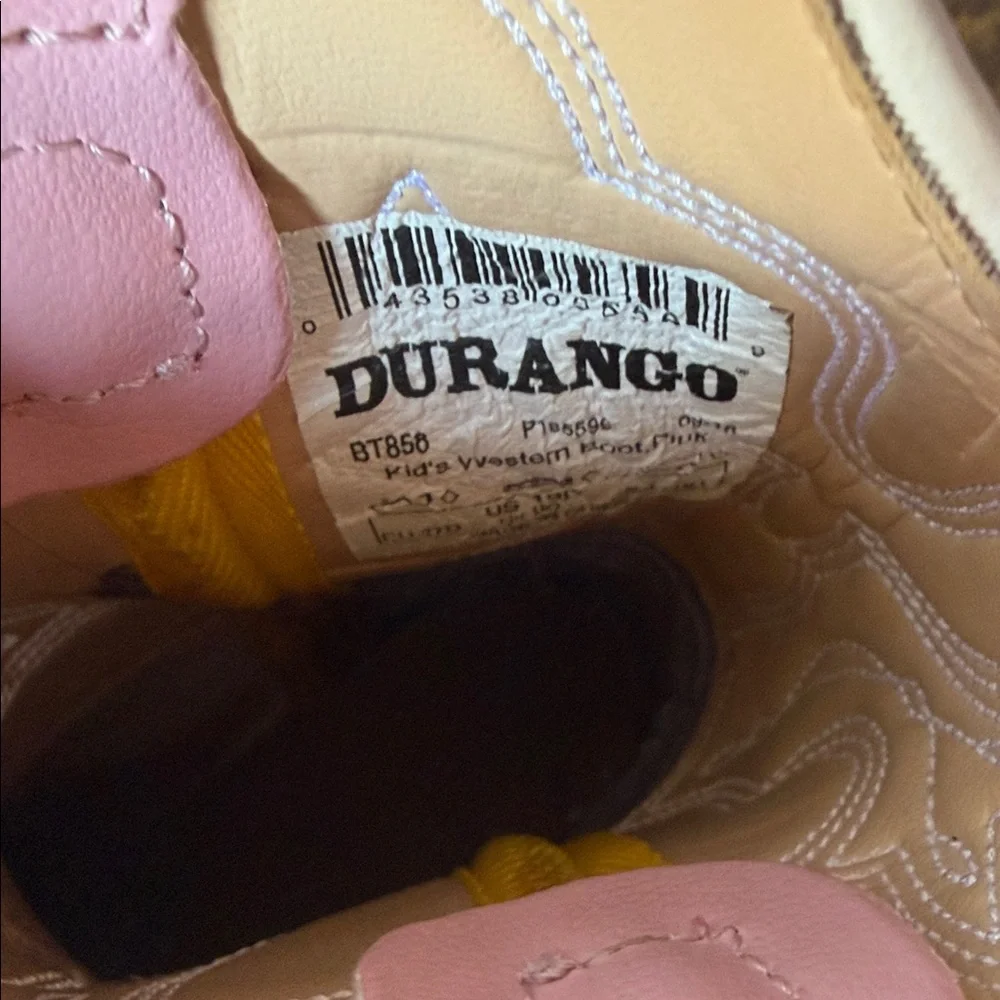 Durango Girls' Pink Western Boots with Silver Toe Rand - Size 1 Toddler